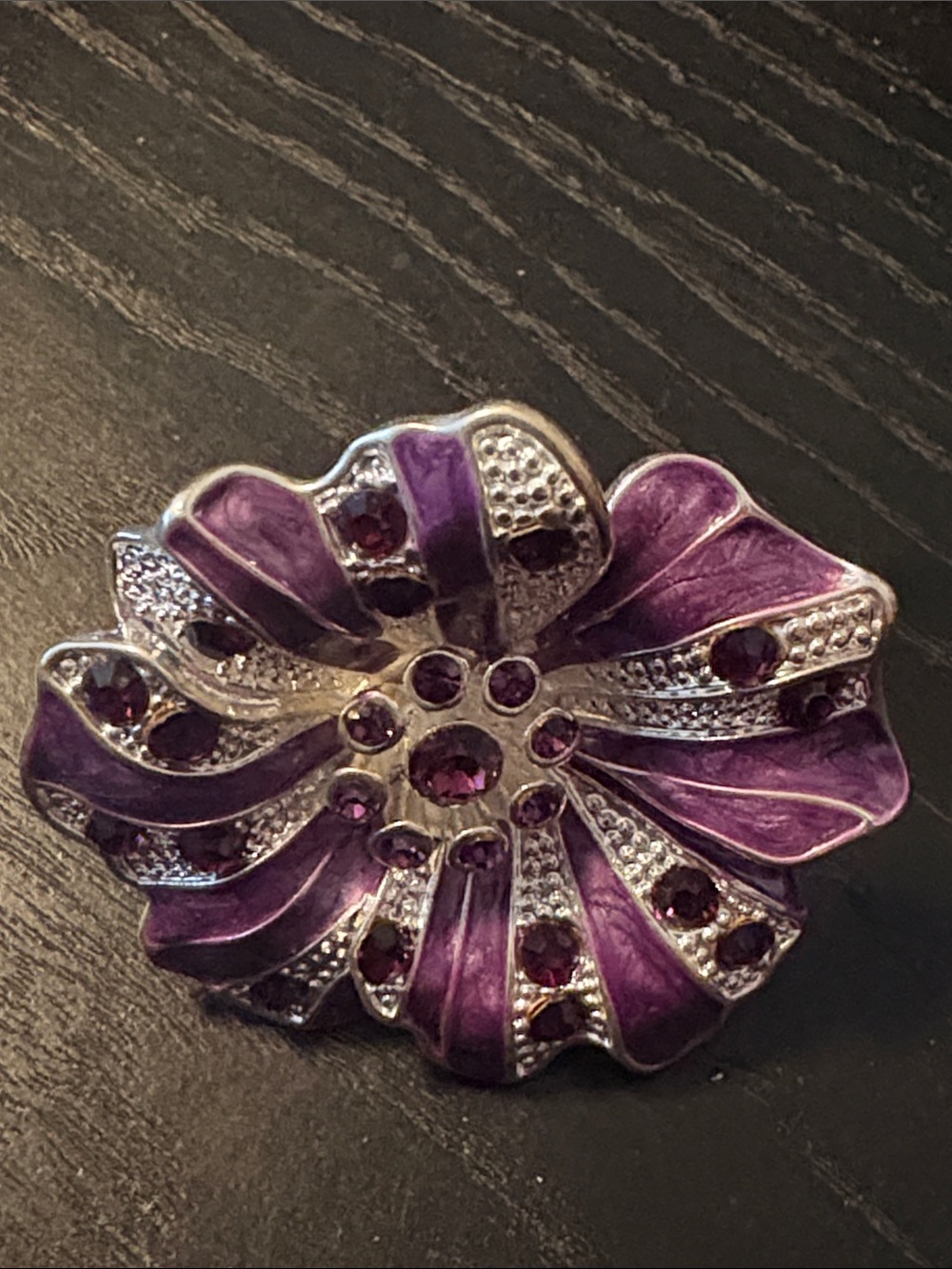 Purple Floral Crystal Adjustable Statement Ring - Women's Fashion Jewelry